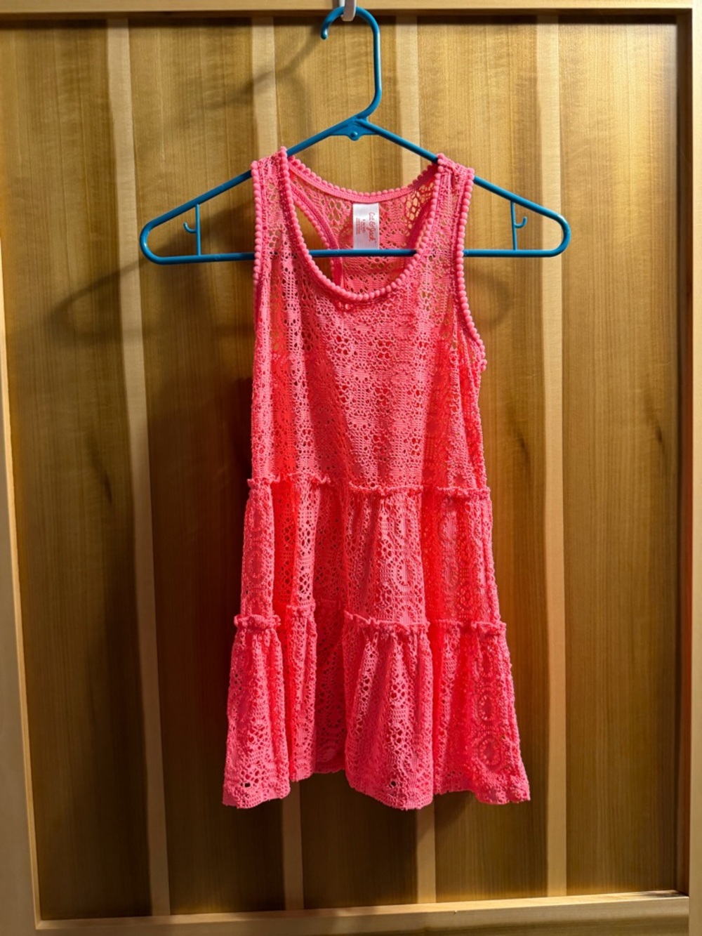 Cat & Jack Coral Pink Crochet Tiered Tank Dress